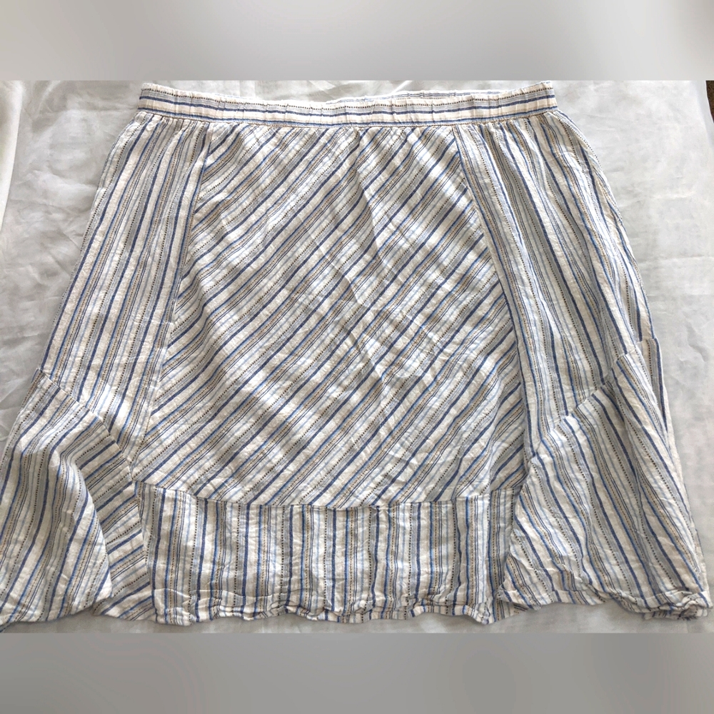 Lane Bryant Women's Linen Blend Pull On Striped Skirt - Picture 2 of 9